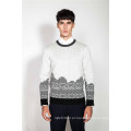 Crew Neck Jacquard Knit Jumper Homens Camisola